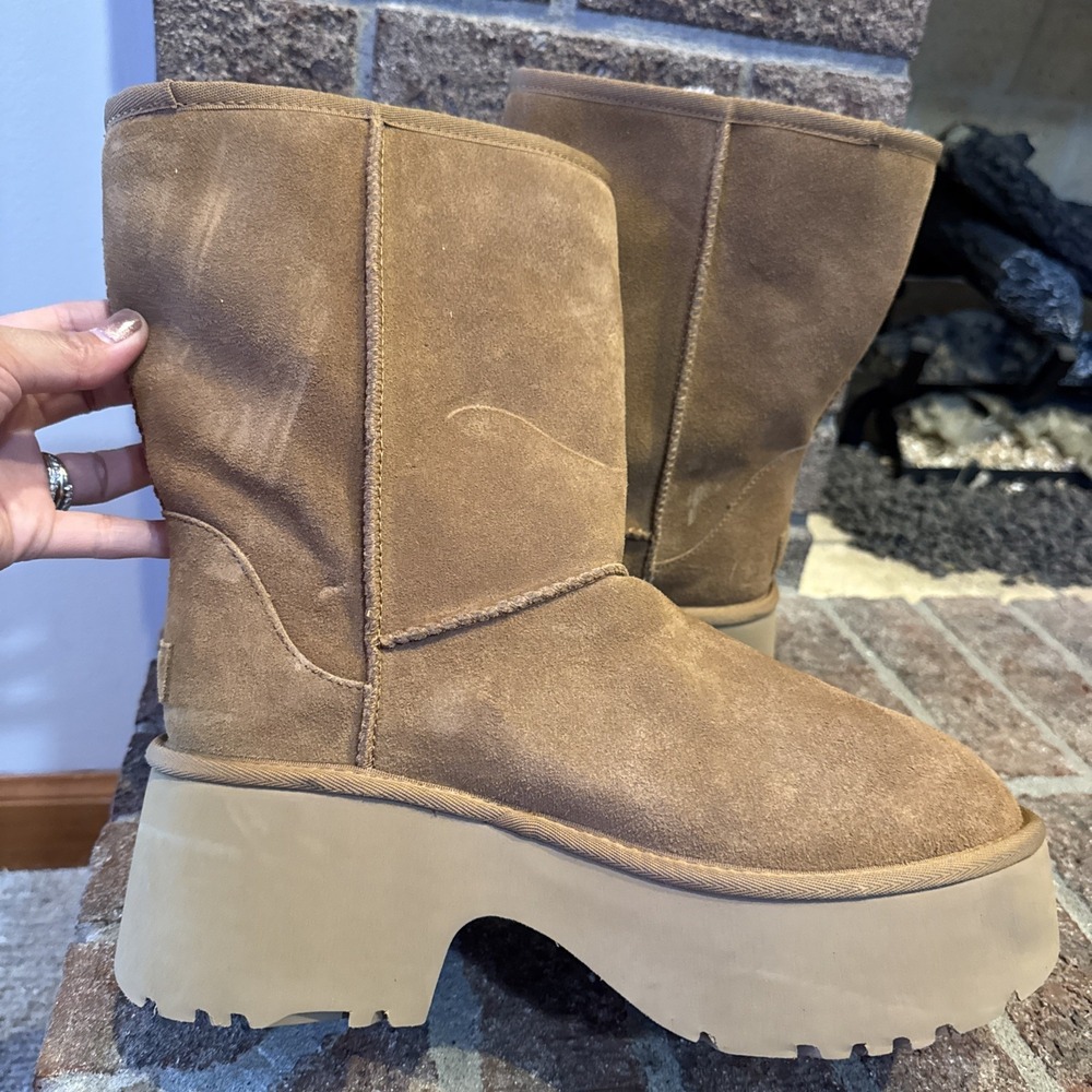 UGG Classic Short New Heights Chestnut Platform Boots Women's Sz 10 #616 - Picture 7 of 16
